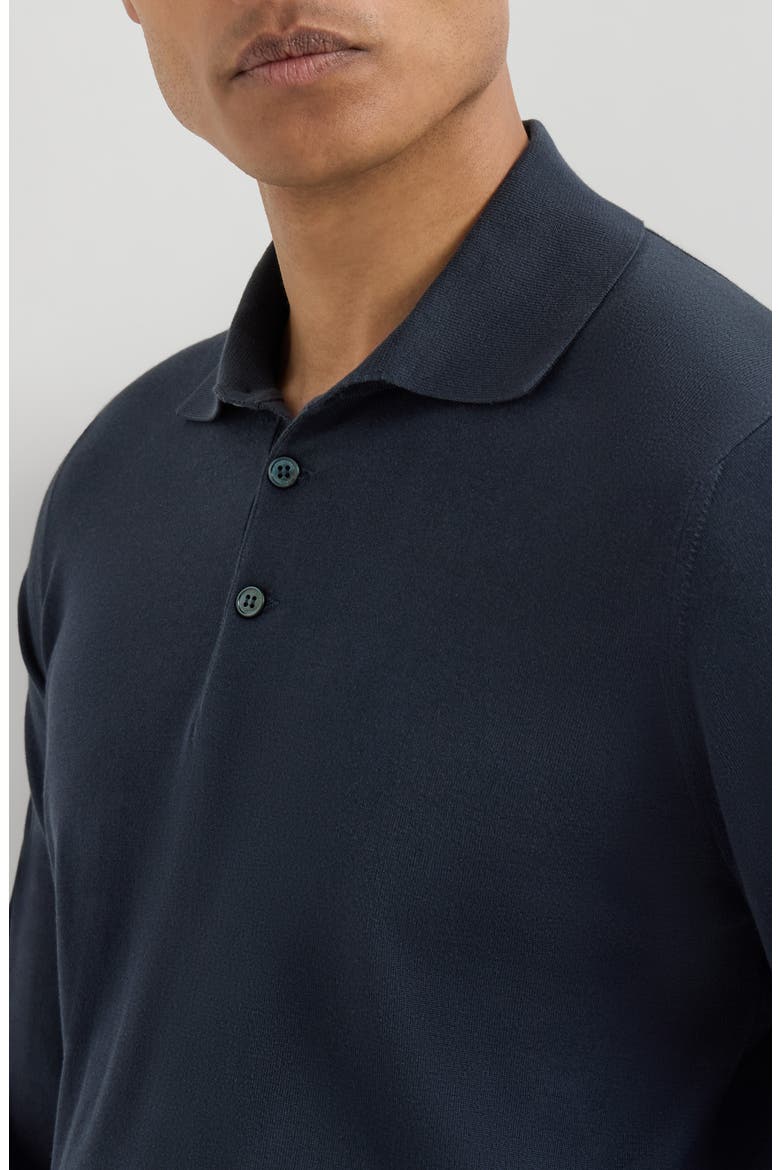 Cotton lightweight knit polo shirt, Alternate, color, Navy Blue