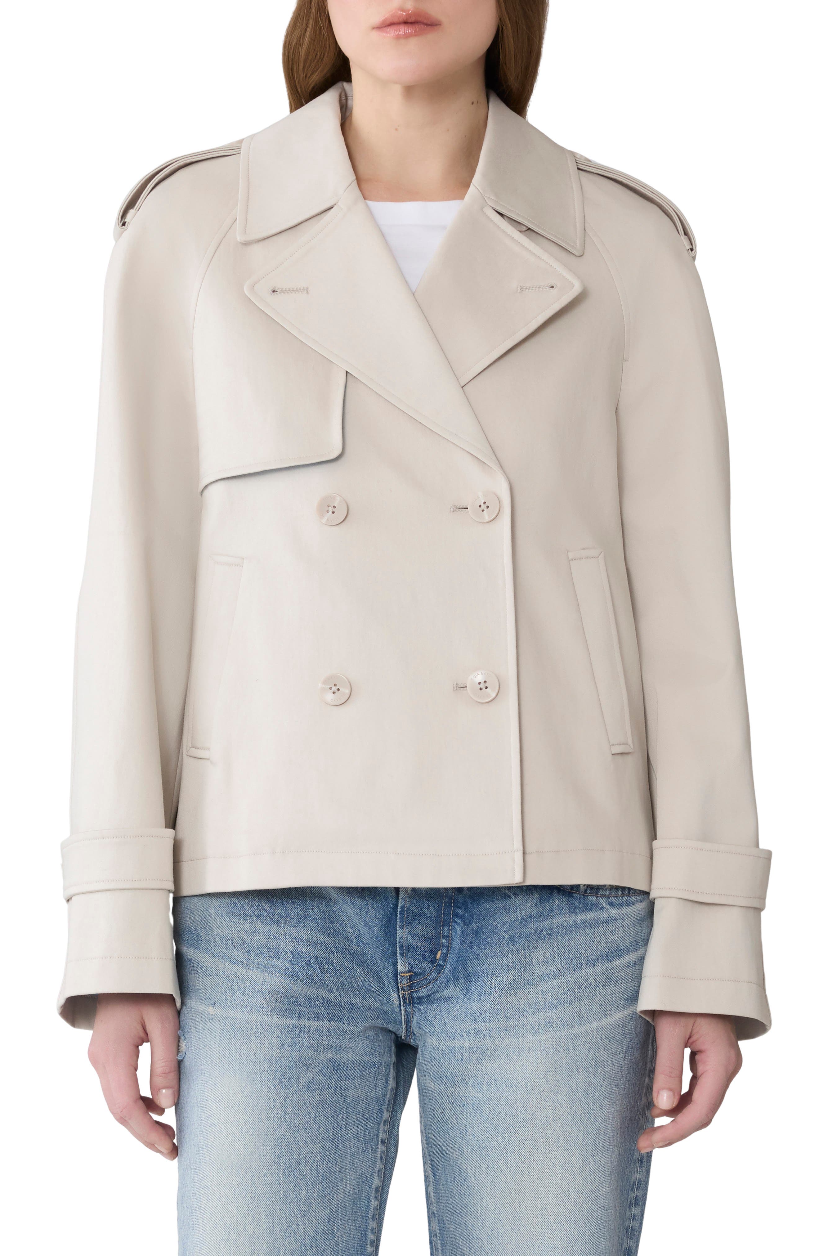 Soia & Kyo Juliette Short Stretch Cotton & Nylon Trench Coat In Neutral