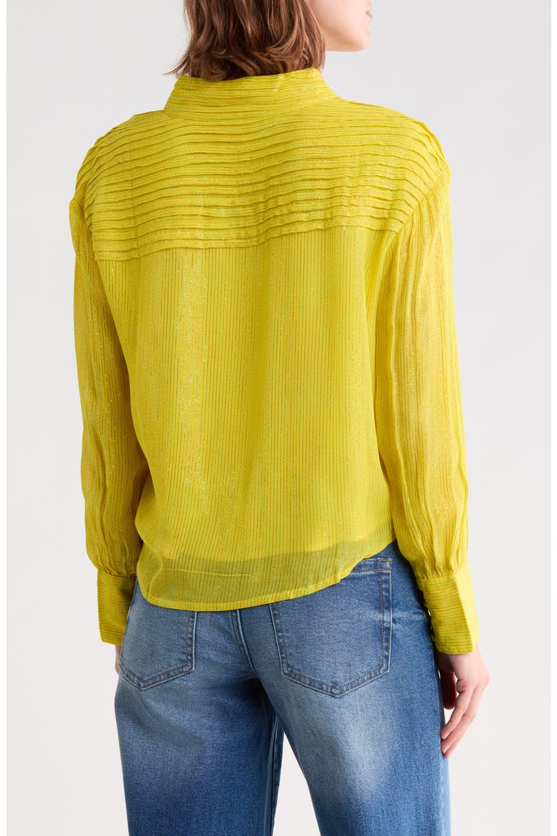 Aurora Metallic Tie Front Top, Alternate, color, BRIGHT YELLOW