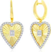 SIMONA Cubic Zirconia Heart Drop Huggie Hoop Earrings