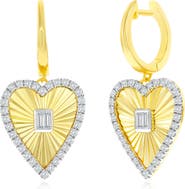 SIMONA Cubic Zirconia Heart Drop Huggie Hoop Earrings