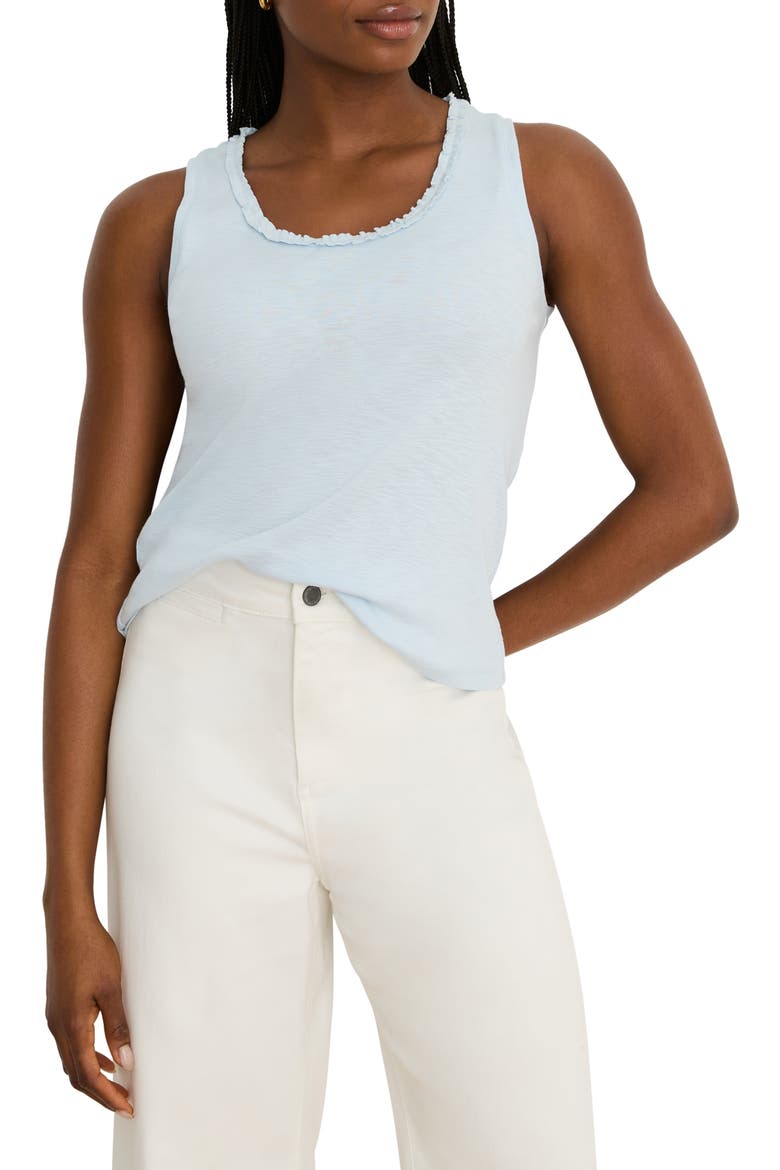 Ruffle Neck Tank, Main, color, CRYSTAL