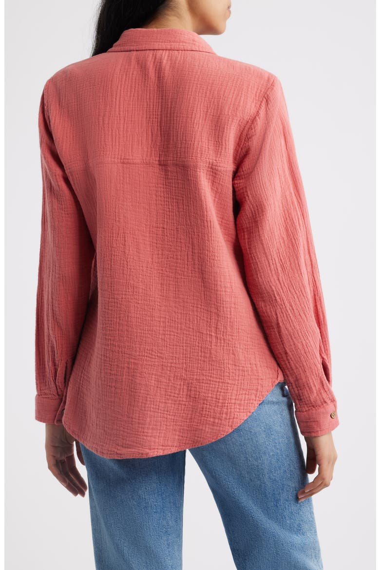 Micaela Cotton Button-Up Shirt, Alternate, color, CAYENNE