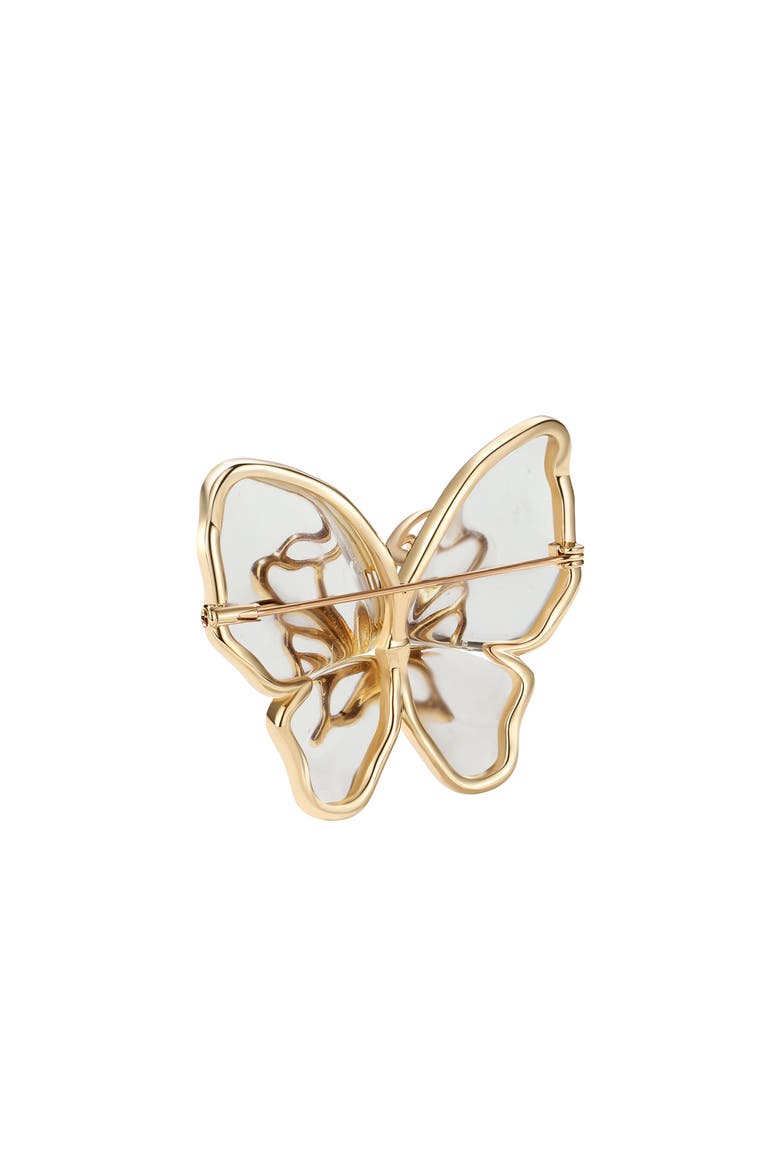 Butterfly Serenade Brooch, Alternate, color, Gold & White