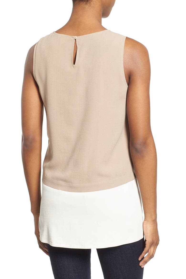 Silk Round Neck Shell, Alternate, color, MOCHA
