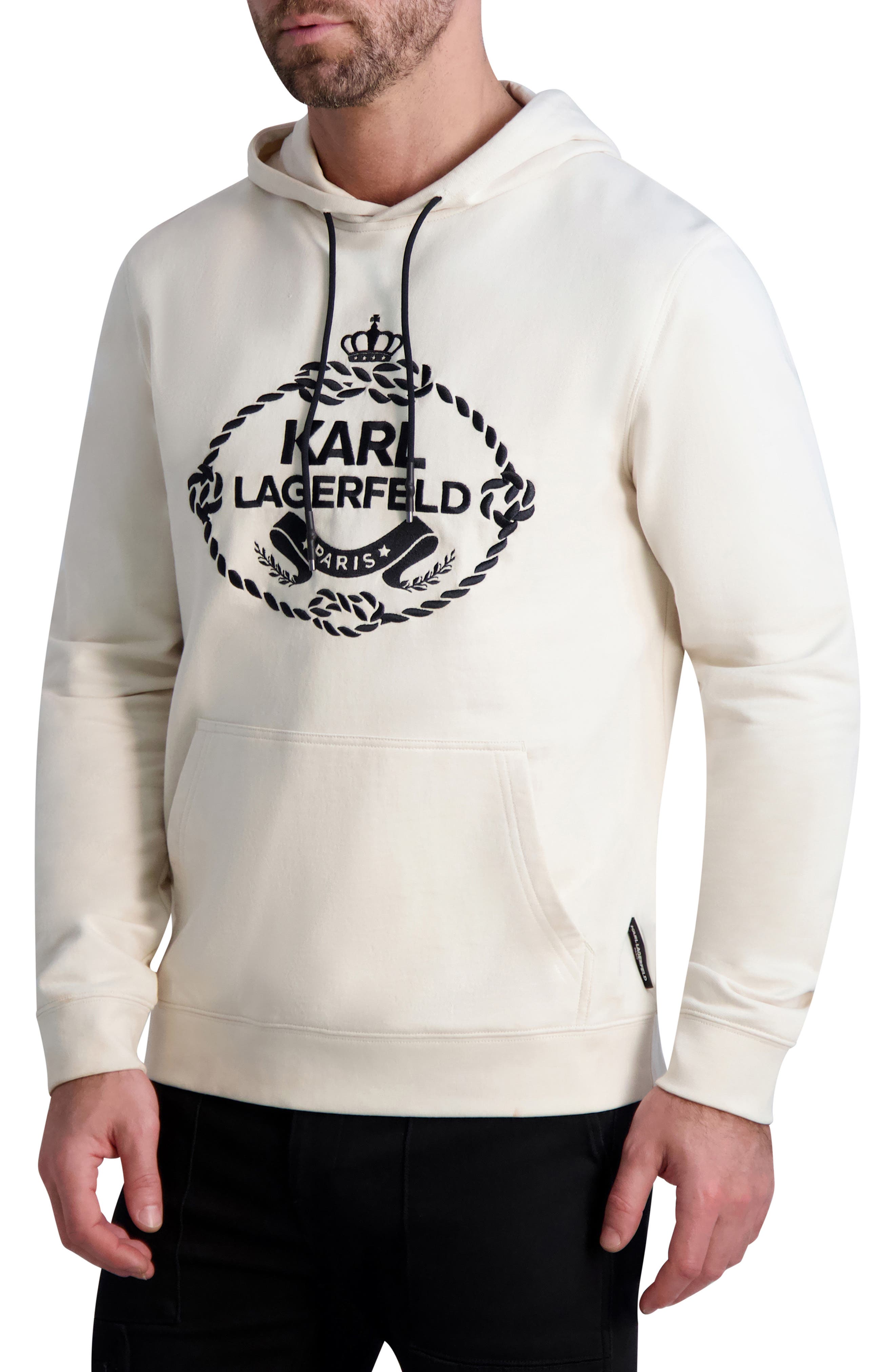 KARL LAGERFELD PARIS Embroidered Logo Hoodie (Men) | Nordstromrack