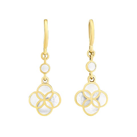 Petal Gemstone With 18K Gold Overlay Sterling Drop Earring
