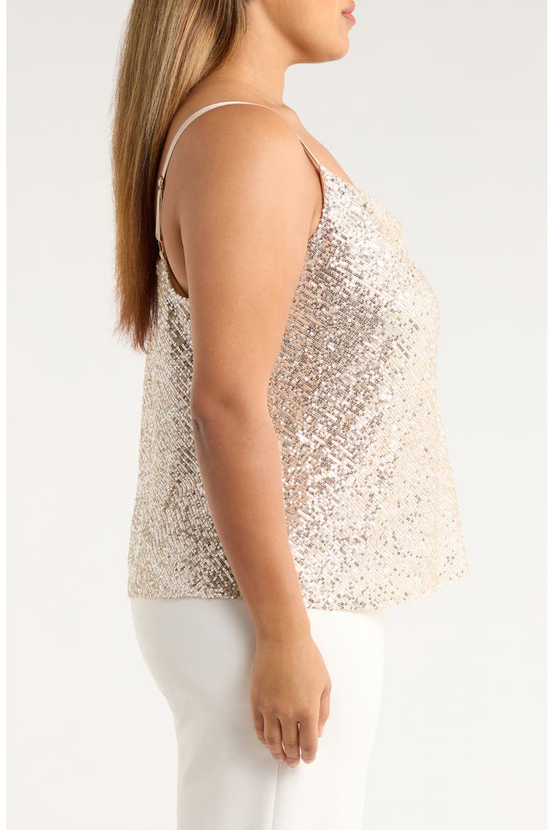 Sequin Cowl Neck Camisole, Alternate, color, NUDE SILVER