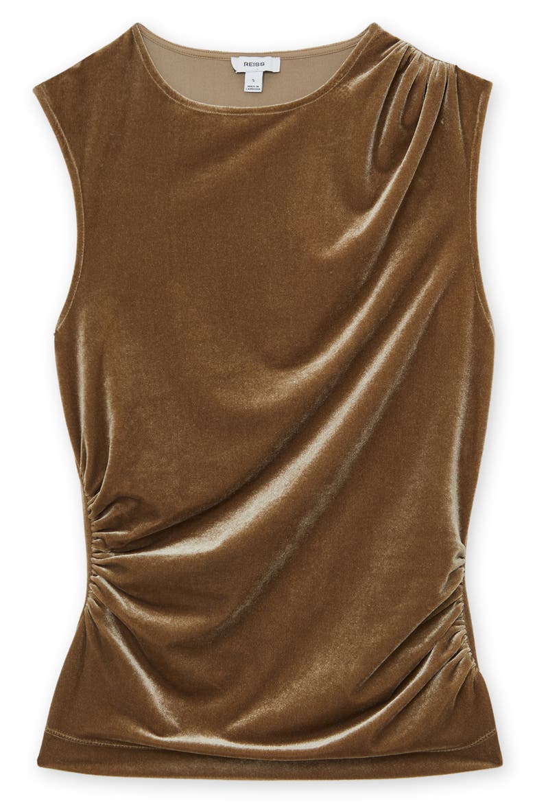 Scarlett Sleeveless Ruched Velour Top, Alternate, color, GOLD