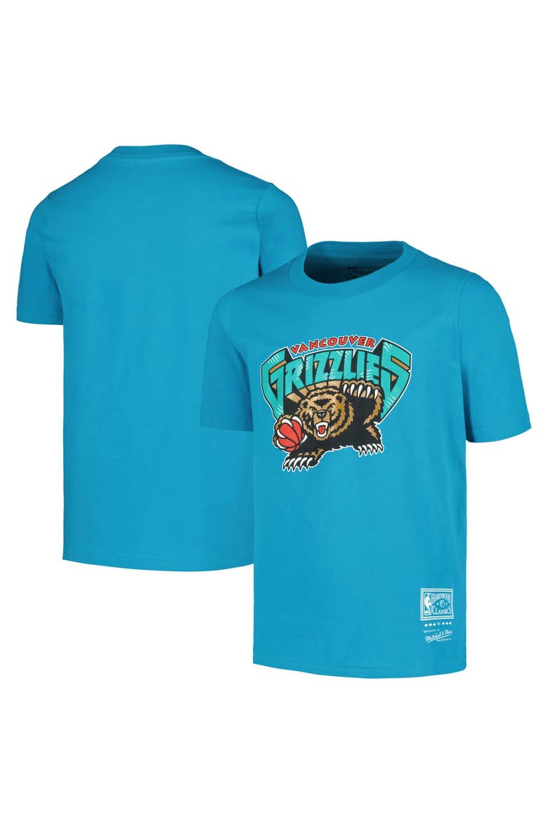 Youth Mitchell & Ness Turquoise Vancouver Grizzlies Hardwood Classics Retro Logo T-Shirt, Main, color, Turquoise