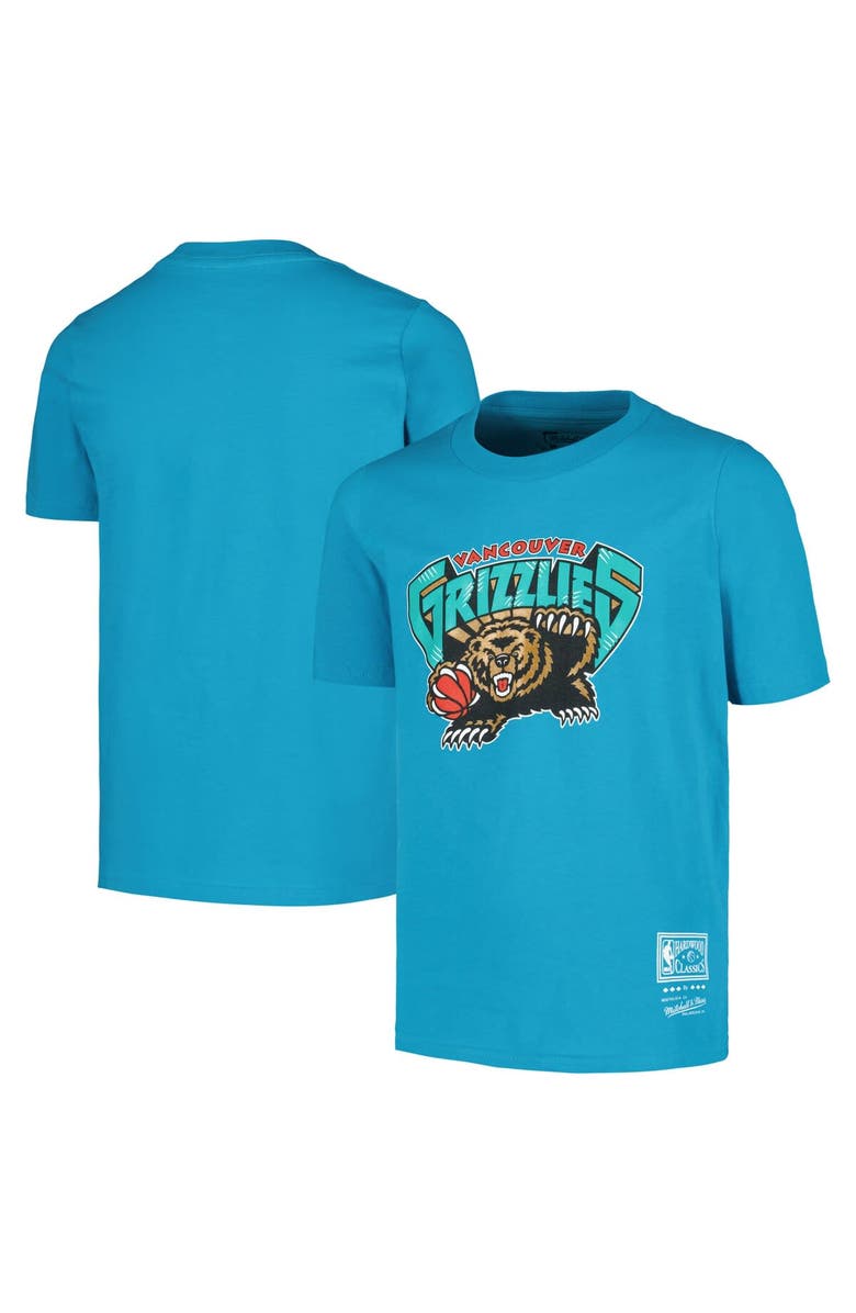 Mitchell & Ness Youth Mitchell & Ness Turquoise Vancouver Grizzlies Hardwood Classics Retro Logo T-Shirt, Main, color, Turquoise