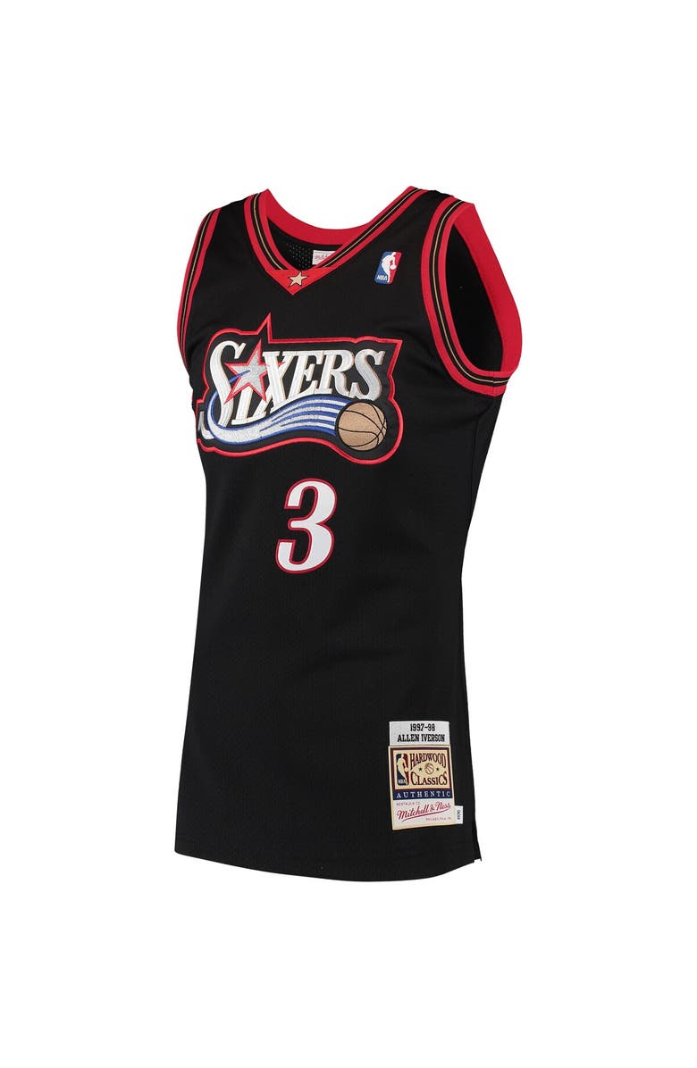 Mitchell & Ness Men's Mitchell & Ness Allen Iverson Black Philadelphia 76ers 1997/98 Hardwood Classics Authentic Jersey, Alternate, color, Black