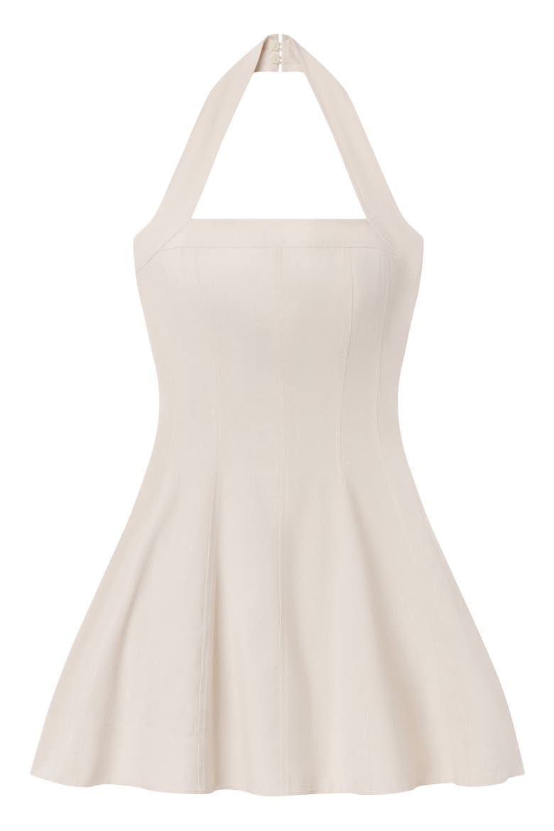 Elli Fit & Flare Linen Blend Halter Dress, Alternate, color, BUTTERCREAM