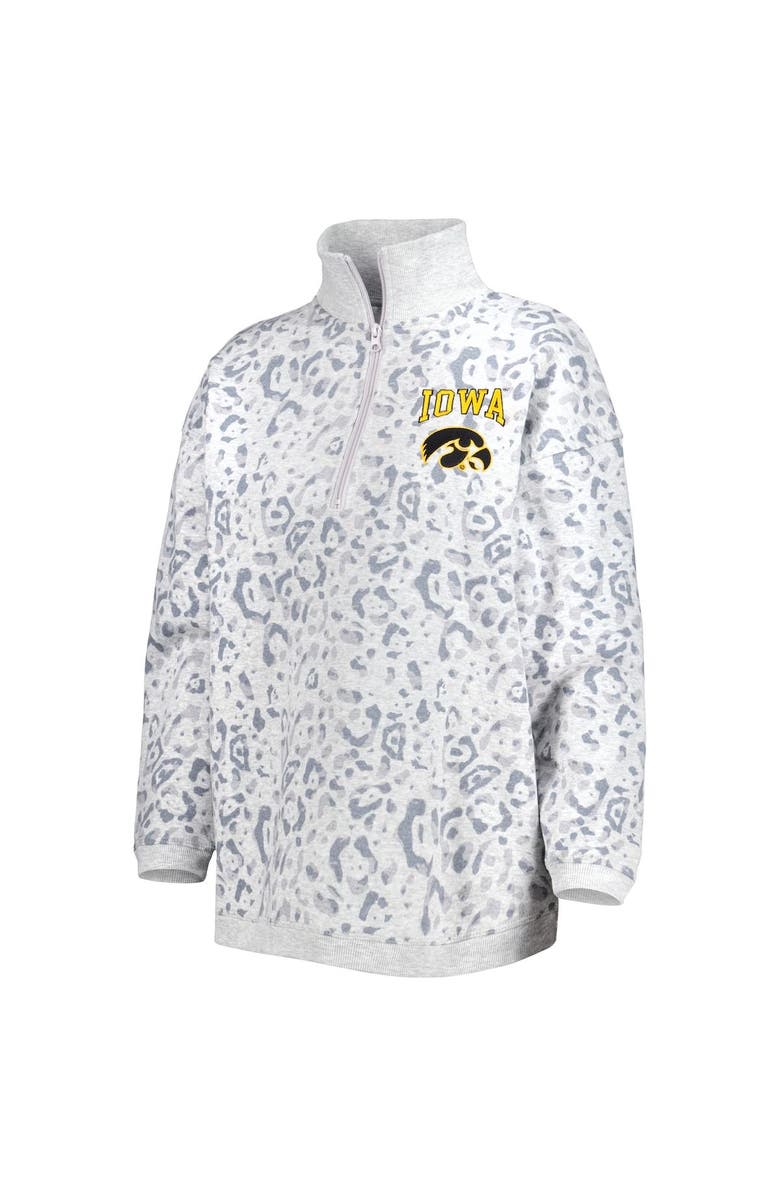 GAMEDAY COUTURE Women's Gameday Couture Heather Gray Iowa Hawkeyes Leopard Quarter-Zip Sweatshirt, Alternate, color, Heather Gray