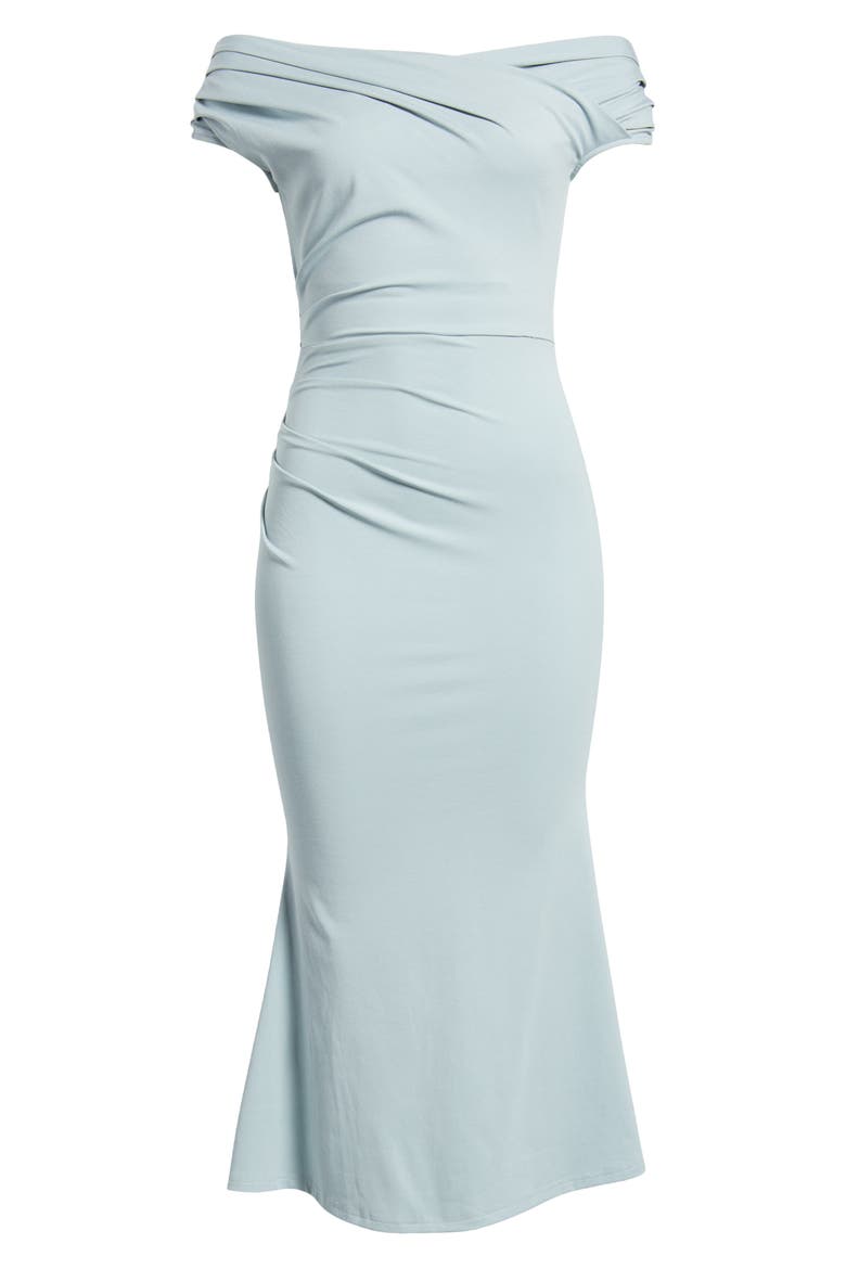 Sky Off the Shoulder Jersey Midi Dress, Alternate, color, BLUE