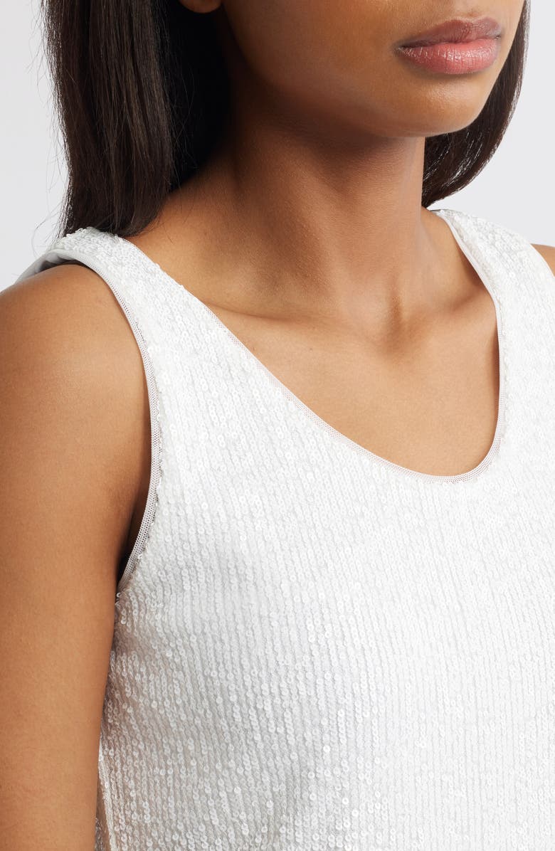 Anne Klein Sequin Double Scoop Neck Mesh Tank, Alternate, color,