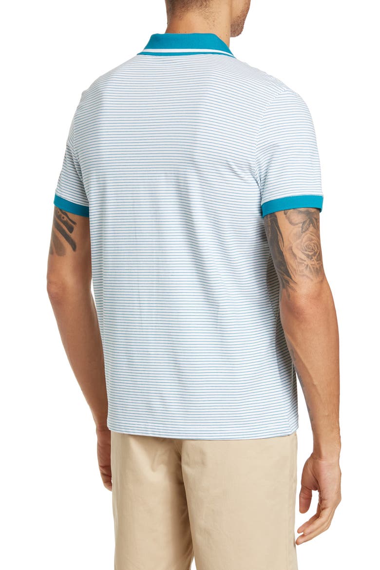 Tipped Stripe Print Polo, Alternate, color, HYBRID BLUE