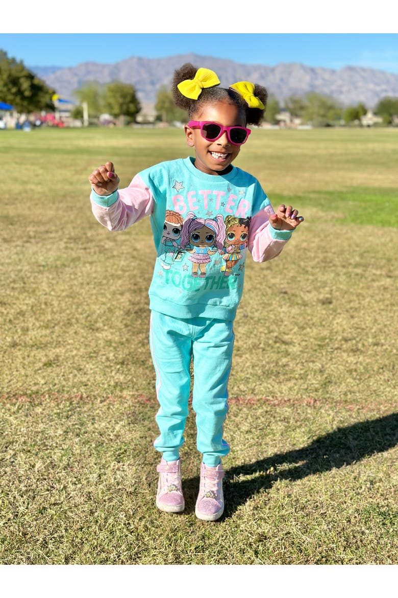2-Piece Fleece Sweatshirt and Pants Set, Alternate, color, Aqua Pink