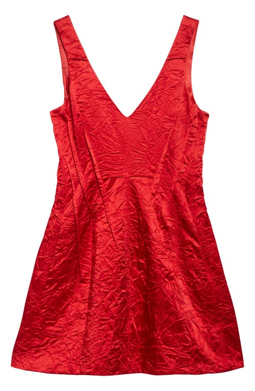 Jason Wu Collection Crushed Satin V-neck Mini Dress In Red