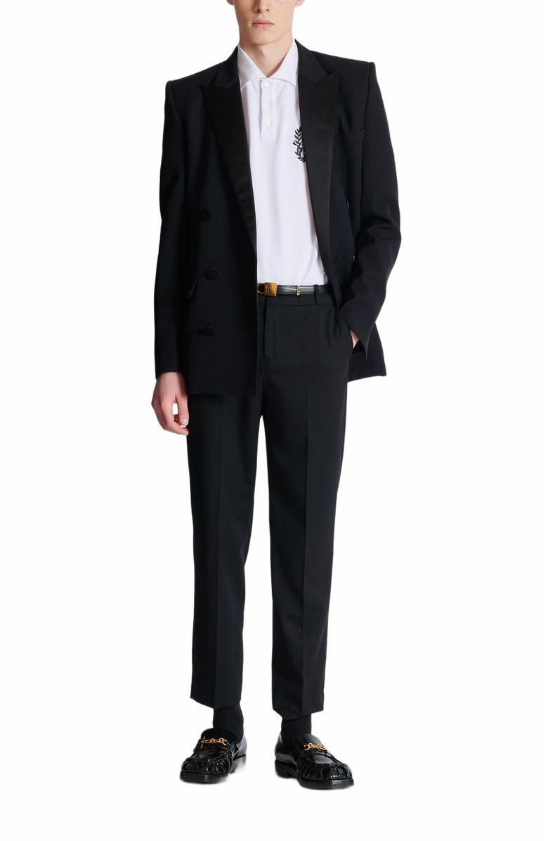 Balmain Cotton Polo Shirt With Écusson Print, Alternate, color, White