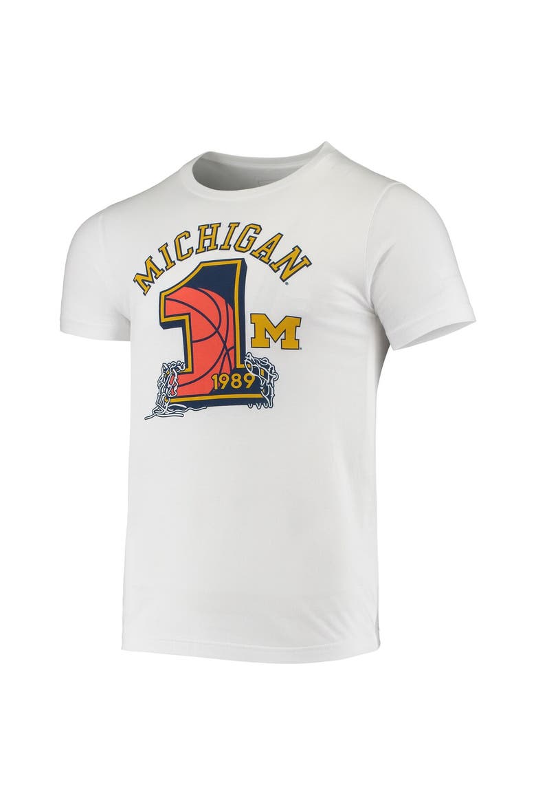 Men's Homefield Heathered White Michigan Wolverines Vintage 1989 Baskeball Champs T-Shirt, Alternate, color, White
