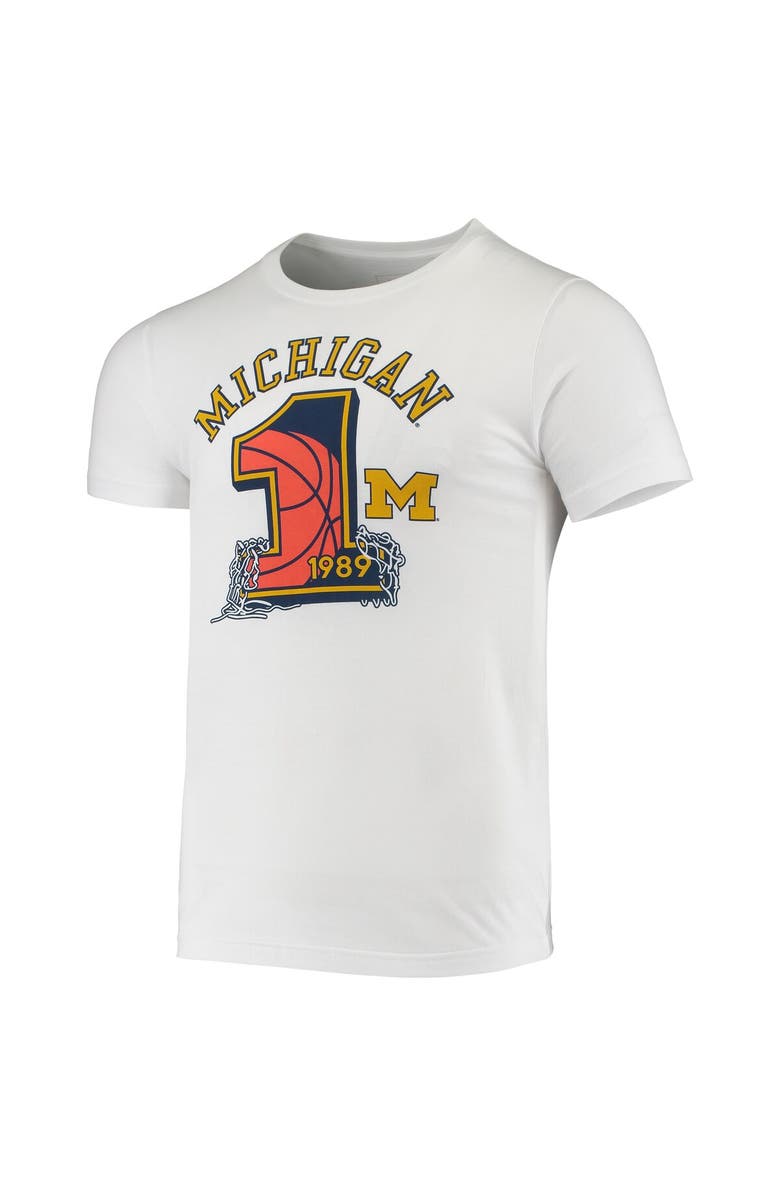 HOMEFIELD Men's Homefield Heathered White Michigan Wolverines Vintage 1989 Baskeball Champs T-Shirt, Alternate, color, 