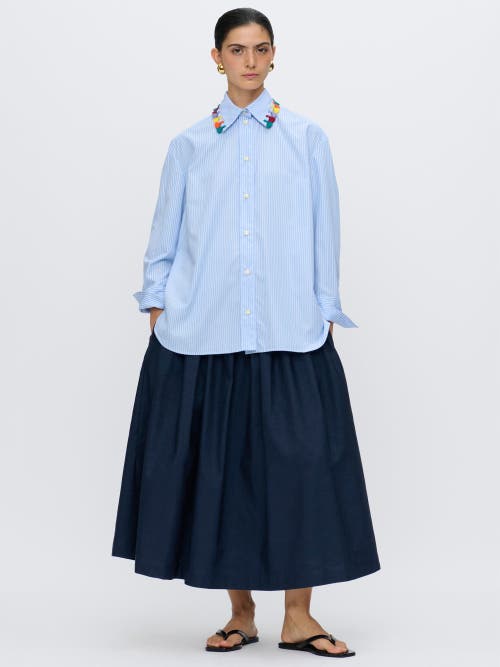 Callas Milano Lyn Tassel Collar Shirt Mc In Blue