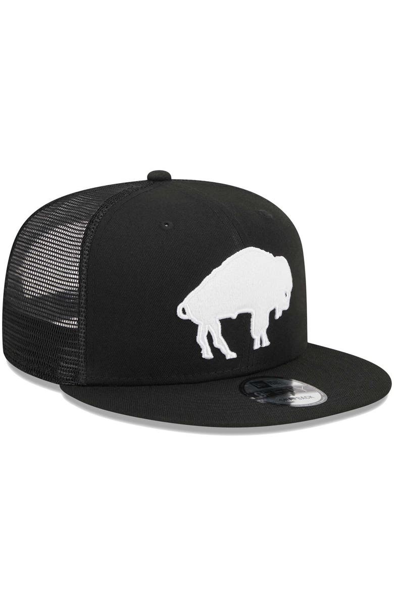 New Era Men's New Era Black Buffalo Bills Throwback Main Trucker 9FIFTY Snapback Hat, Alternate, color,