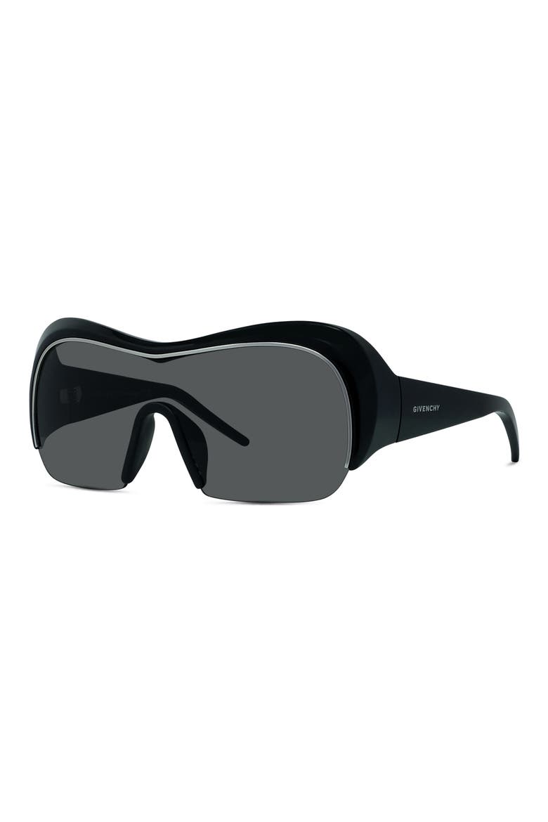 Night Bird Geometric 131mm Shield Sunglasses, Alternate, color, SHINY BLACK / SMOKE