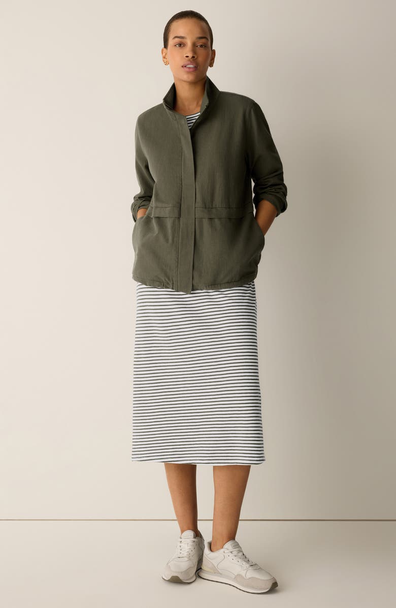 Eileen Fisher Stand Collar Organic Cotton & Organic Linen Zip Jacket, Alternate, color, 