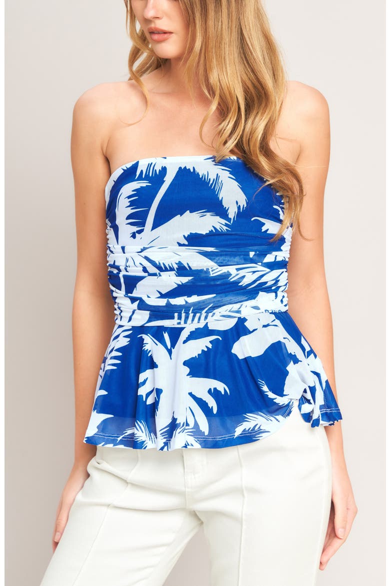 Mesh Peplum Tube Top, Alternate, color, NAVY/ WHITE