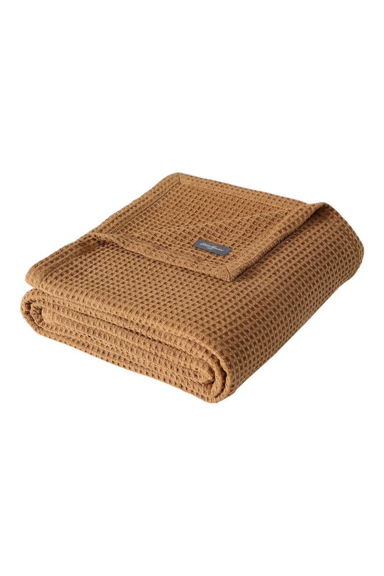 Waffle Knit Throw Blanket, Main, color, MEDIUM BROWN