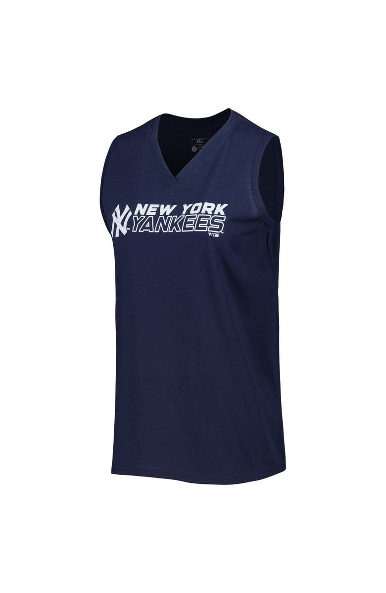 LEVELWEAR Women's Levelwear  Navy New York Yankees Paisley Chase V-Neck Tank Top, Alternate, color, Navy