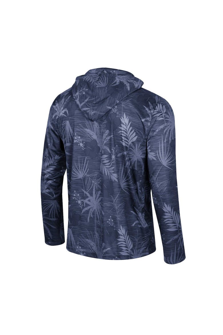 Men's Colosseum Navy West Virginia Mountaineers Palms Printed Lightweight Quarter-Zip Hooded Top, Alternate, color, Navy