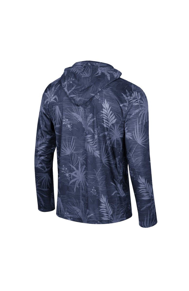 COLOSSEUM Men's Colosseum Navy West Virginia Mountaineers Palms Printed Lightweight Quarter-Zip Hooded Top, Alternate, color, Navy