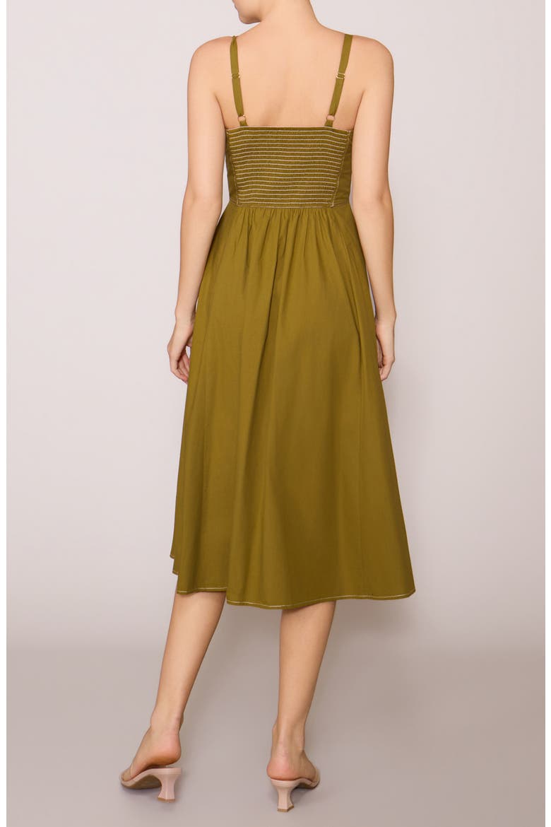 Contrast Stitched Poplin Midi Dress, Alternate, color, OLIVE