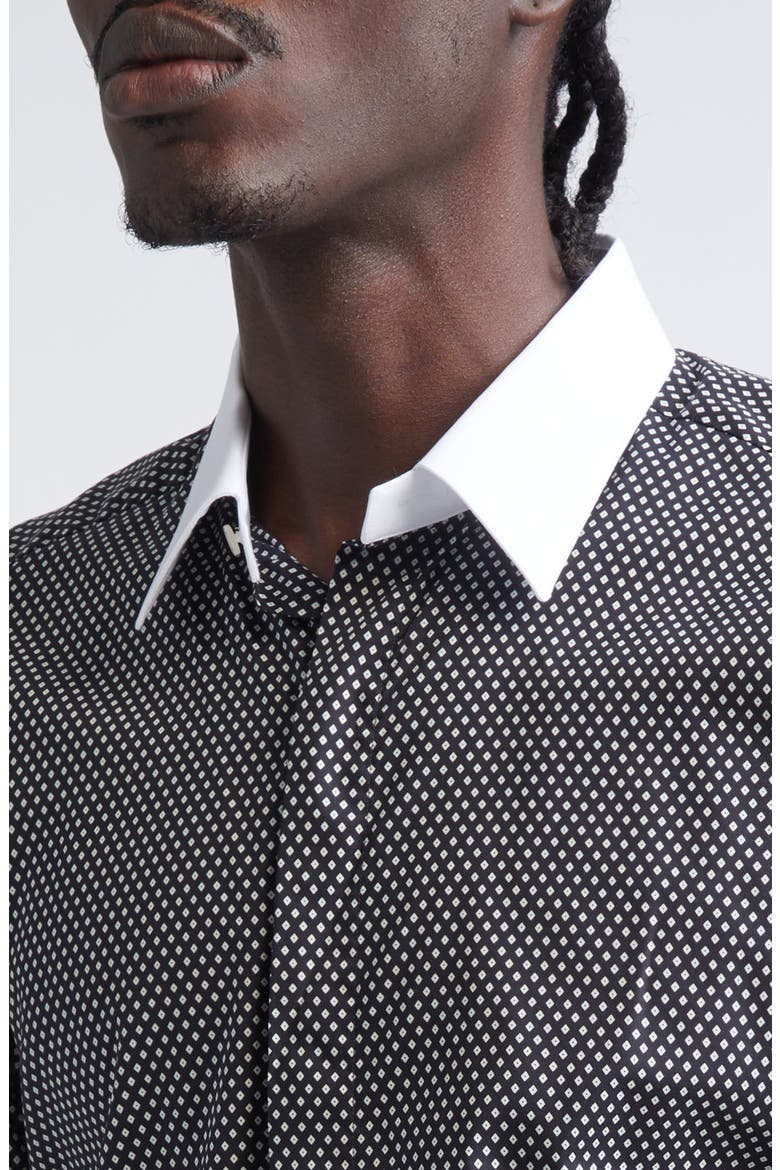 Diamond Print Classic Fit Button-Up Shirt, Alternate, color, BLACK/ WHITE
