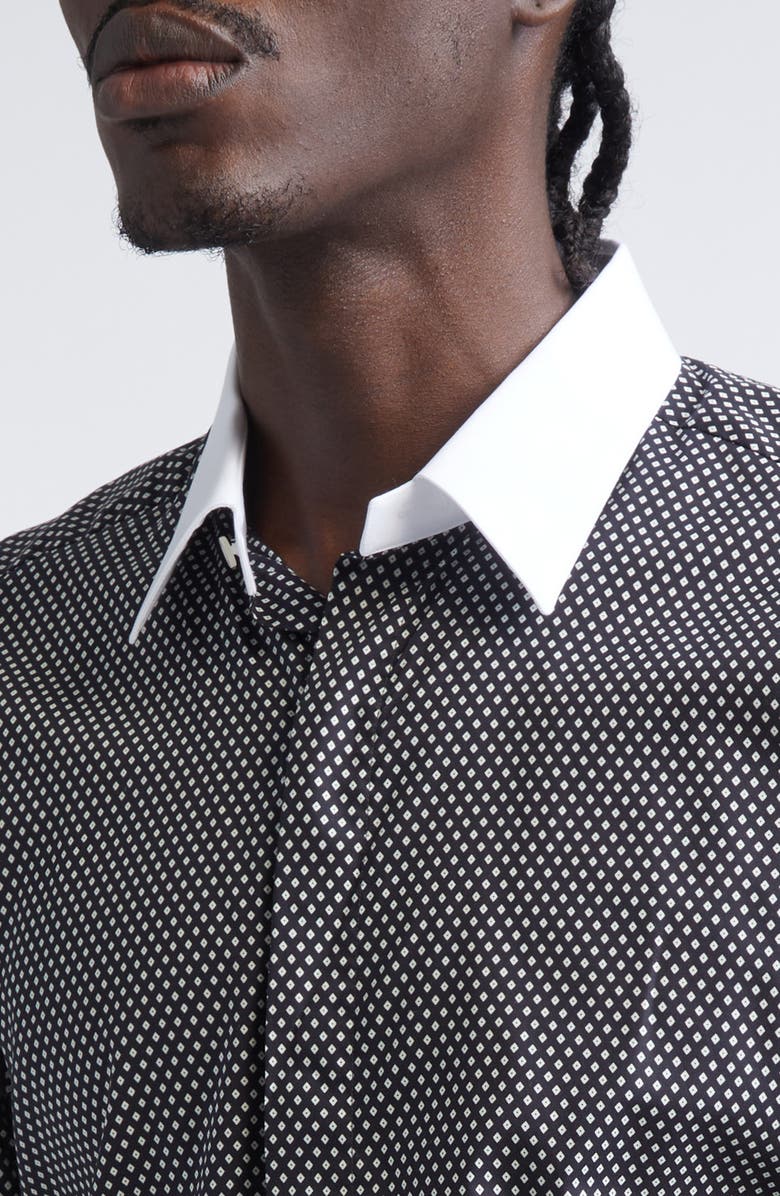 TOM FORD Diamond Print Classic Fit Button-Up Shirt, Alternate, color, Black/ White