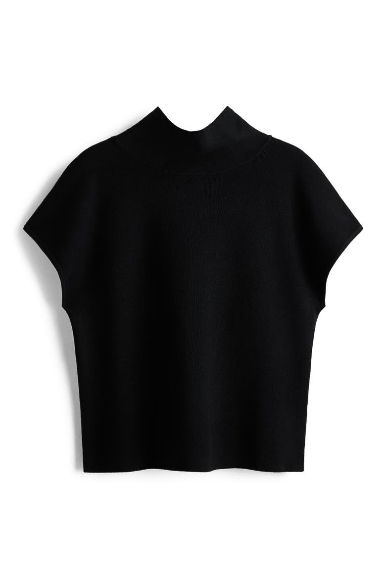 Fine-knit Turtleneck Top, Alternate, color, Black