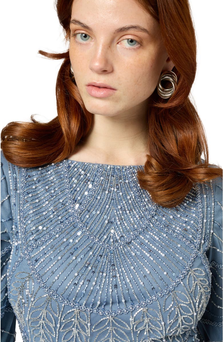 MARYISA Modest Embellished Sequin Beaded Maxi Dress With Long Sleeves, Alternate, color, Powder Blue