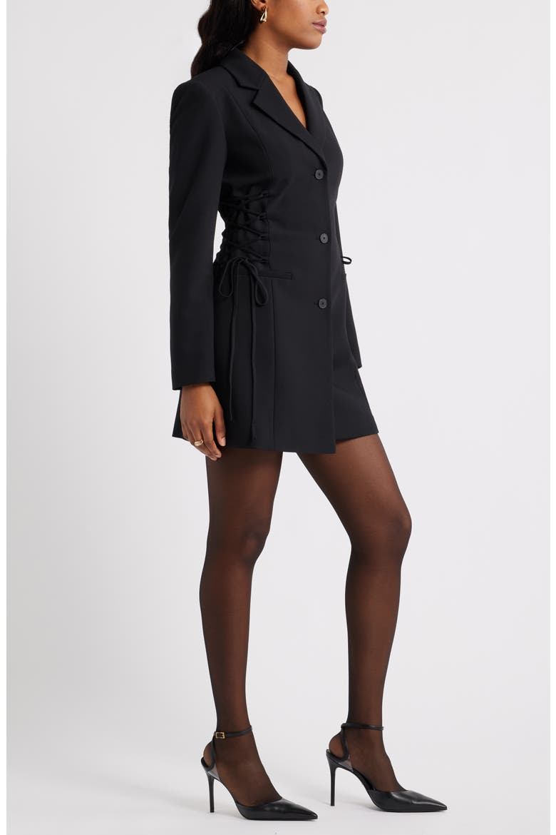 Corset Blazer Minidress, Alternate, color, BLACK
