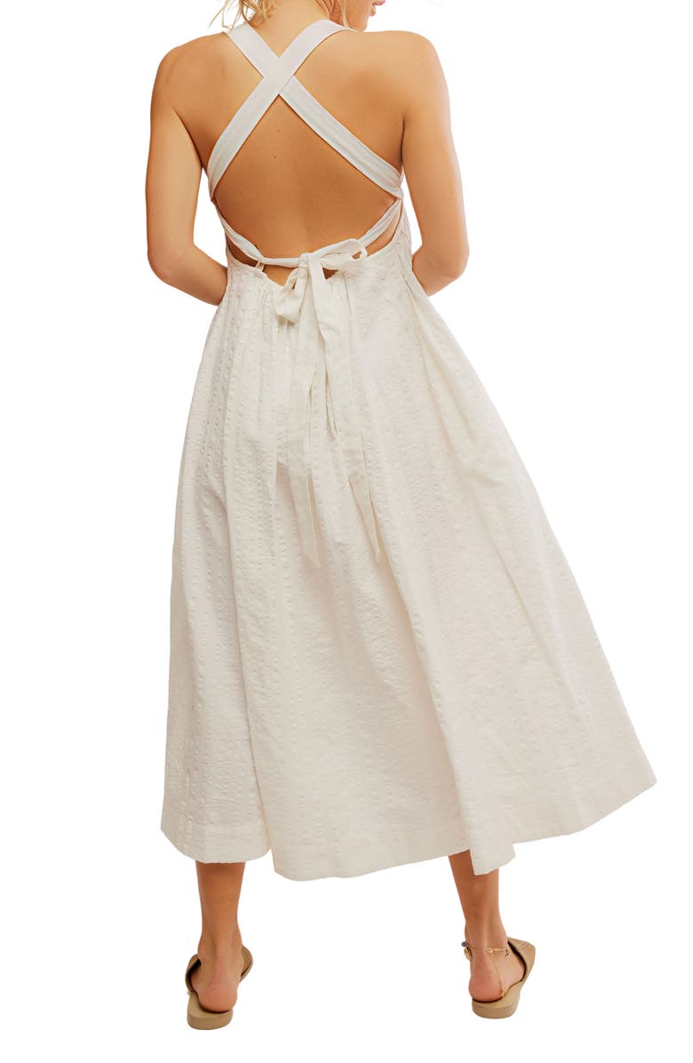 Free People Poppy Cotton Seersucker Midi Dress, Alternate, color, Coconut Milk