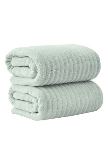 Woven & Weft Combed Cotton 2-pack Bath Towels In Green