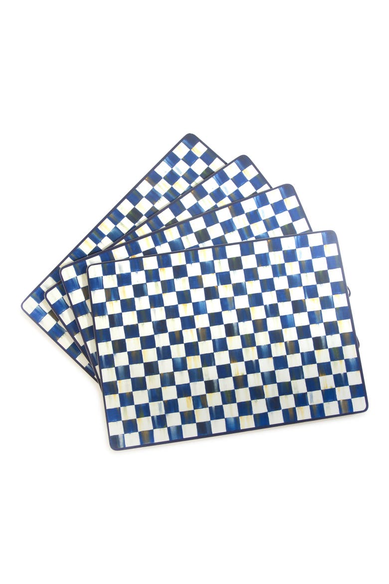 Royal Check Set of 4 Placemats, Alternate, color, BLUE/ WHITE