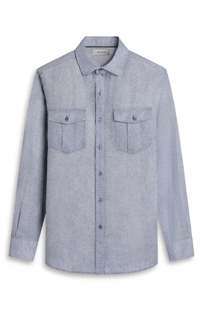 Bugatchi Jasper Linen Button-Up Shirt, Alternate, color, Ether