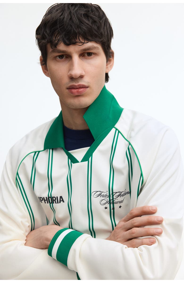 H&M Loose Fit Printed Polo Shirt, Alternate, color, White/Striped