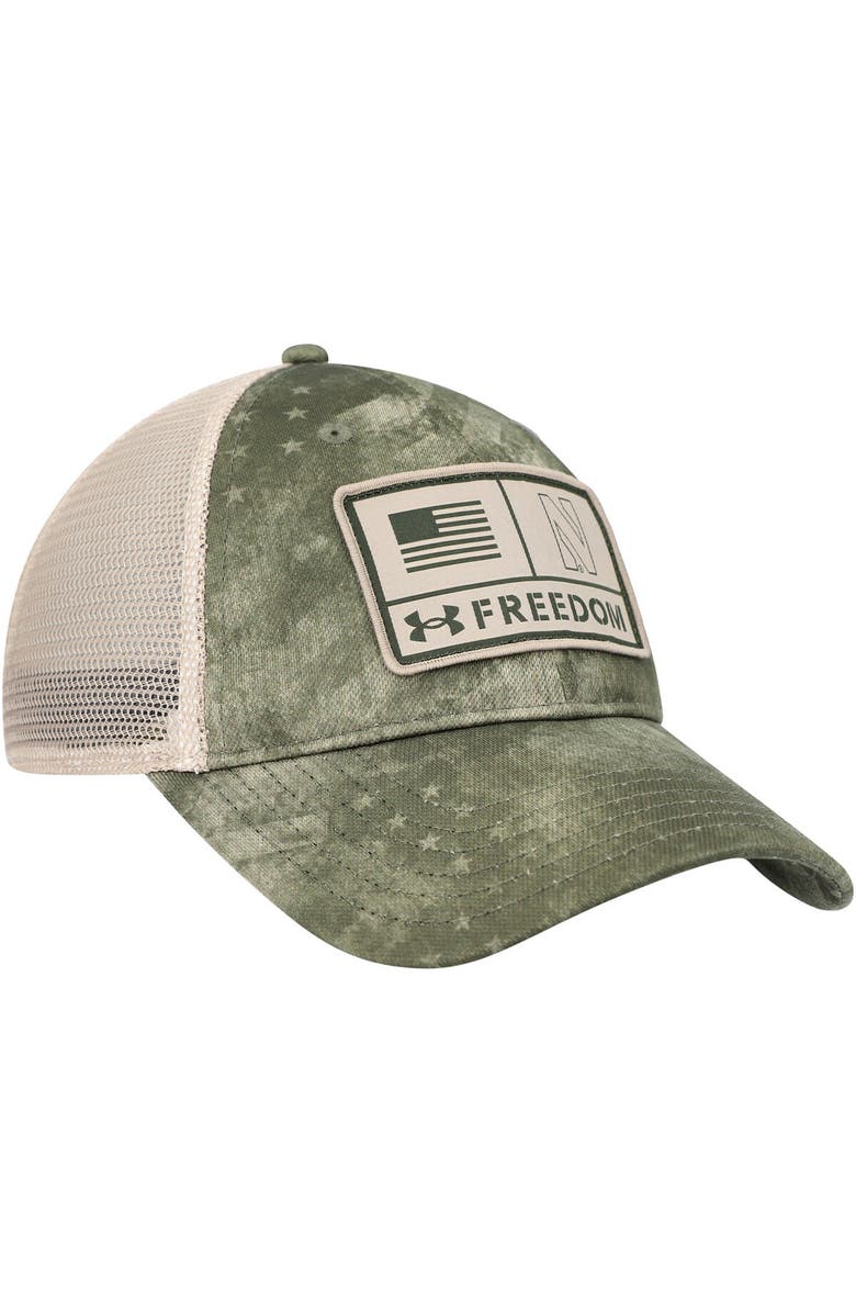 Under Armour Men's Under Armour Camo Northwestern Wildcats Sideline Blitzing Trucker Performance Adjustable Hat, Alternate, color, Camo