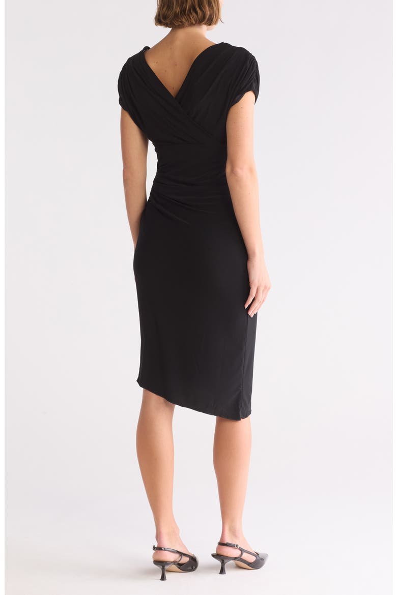 Cap Sleeve Asymmetric Hem Body-Con Dress, Alternate, color, BLACK