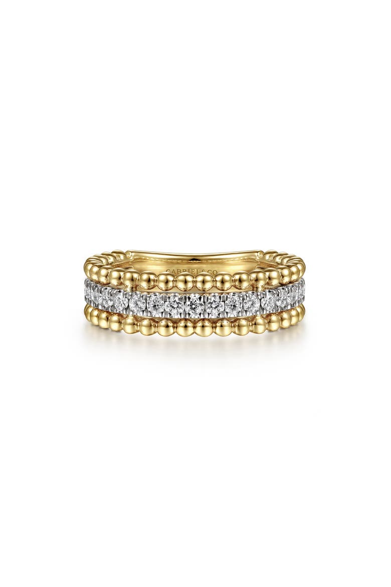 14k Gold Diamond Stack Ring, Main, color, 14K YELLOW/ WHITE GOLD