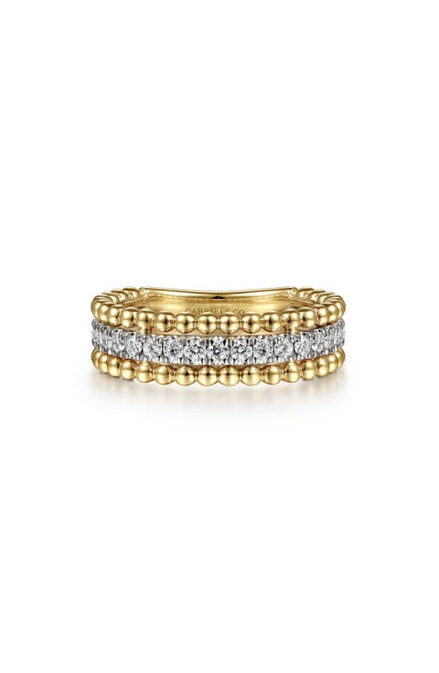 14k Gold Diamond Stack Ring